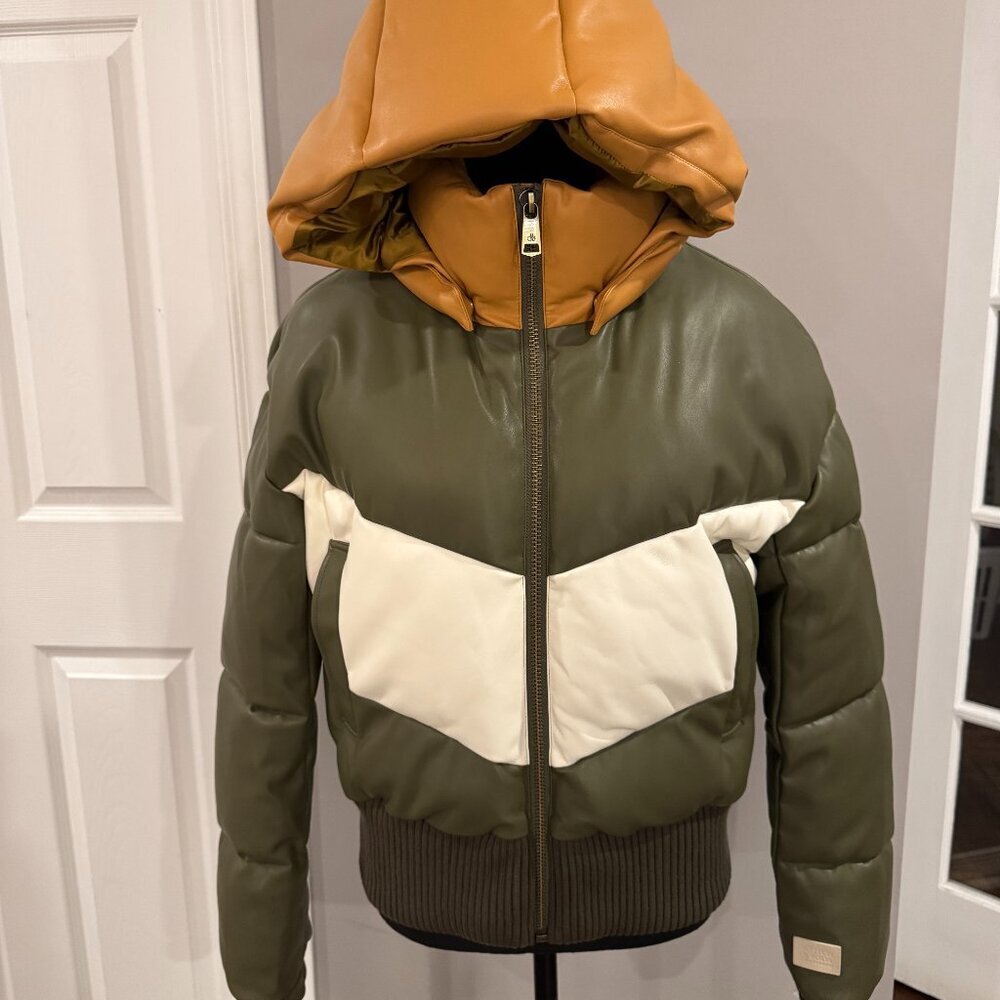 BNWT Scotch & Soda SMS Fake It Water-Repellent Puffer Jacket, Oil Green, Size M